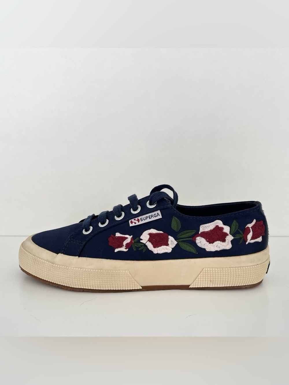 NEW Superga Women's Sneakers Size 6 Fantasia Navy Floral Embroidered Italian